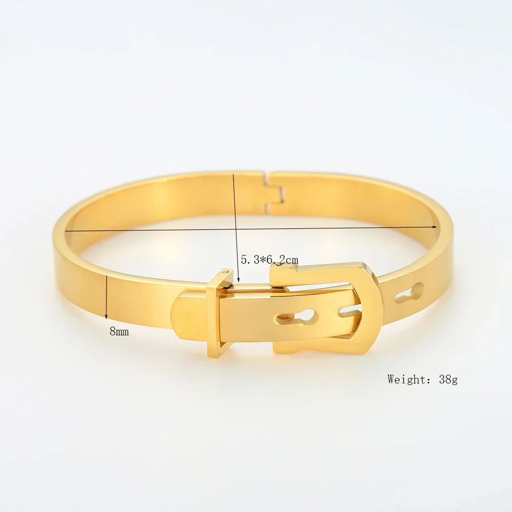 Professional Classic Belt Stainless Steel Bracelet English Belt Buckle Bangle Couple Bracelet 4 Colors Jewelry