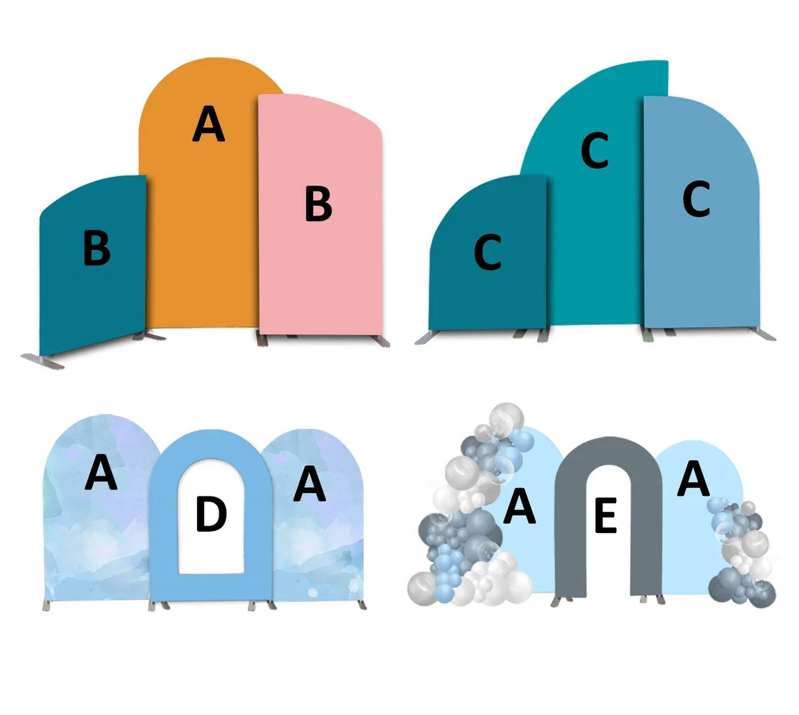 

Оригинальный изогнутый фон Стойка Металлическая рамка с двухсторонним тканевым фоном сплошного цвета для украшения дня рождения свадьбы вечеринки