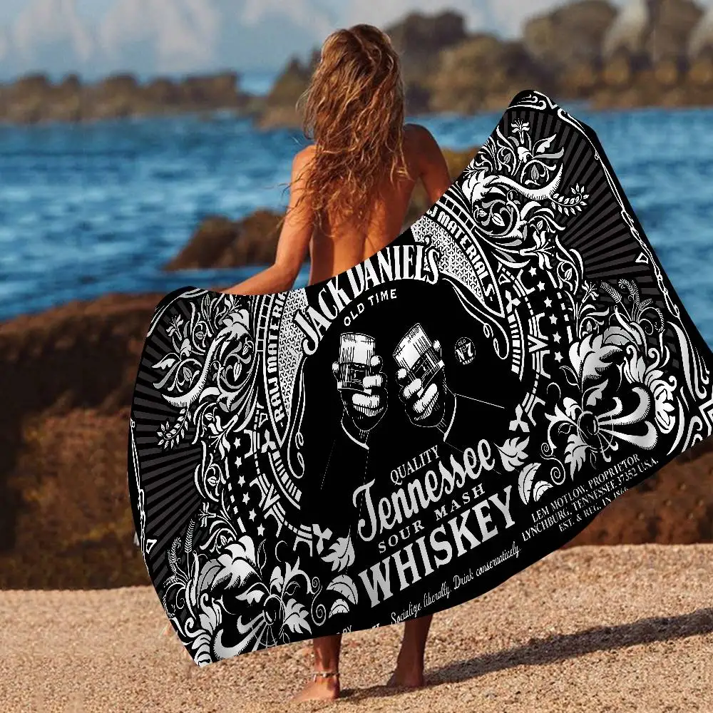Toalla de playa de microfibra con logotipo clásico de Whiskey J-Jack D-DanielS, absorbente, de secado rápido, suave, para yoga, natación, escalada de montaña