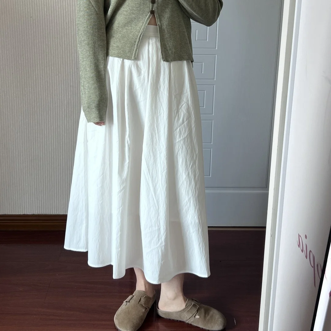 

Юбка А-силуэта с высокой талией, однотонная, стройнящая, универсальная, пышная юбка, женская мода, весна-осень 2023