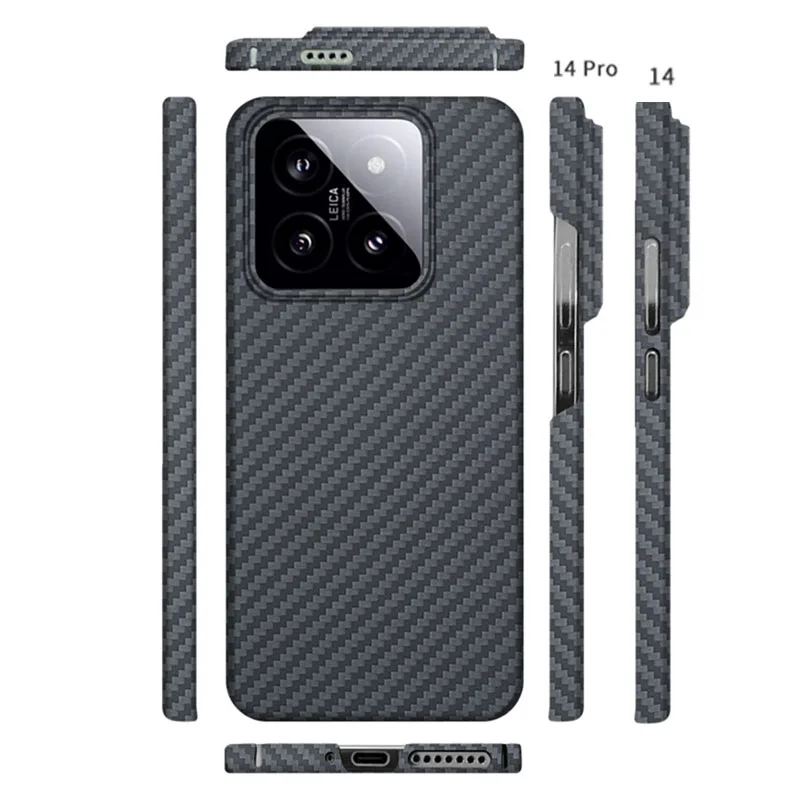 Чехол для Xiaomi 14 Pro и Xiaomi14, арамидный противовзрывной защитный чехол из настоящего углеродного волокна для мобильного телефона, защитный чехол