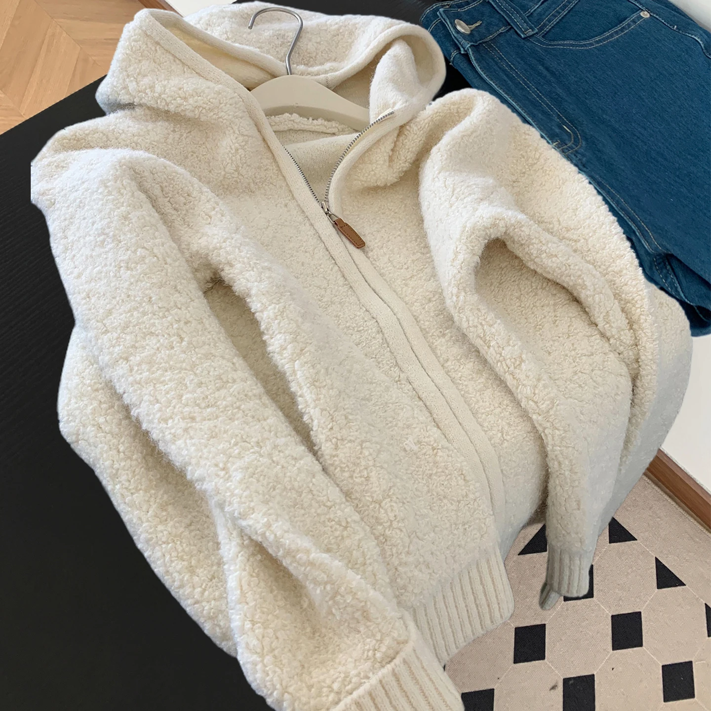 

Zipper Hooded Knitted Cardigan for Men Women Autumn Winter European Fashion Versatile Top Jacket Korean Style Simple Coat
