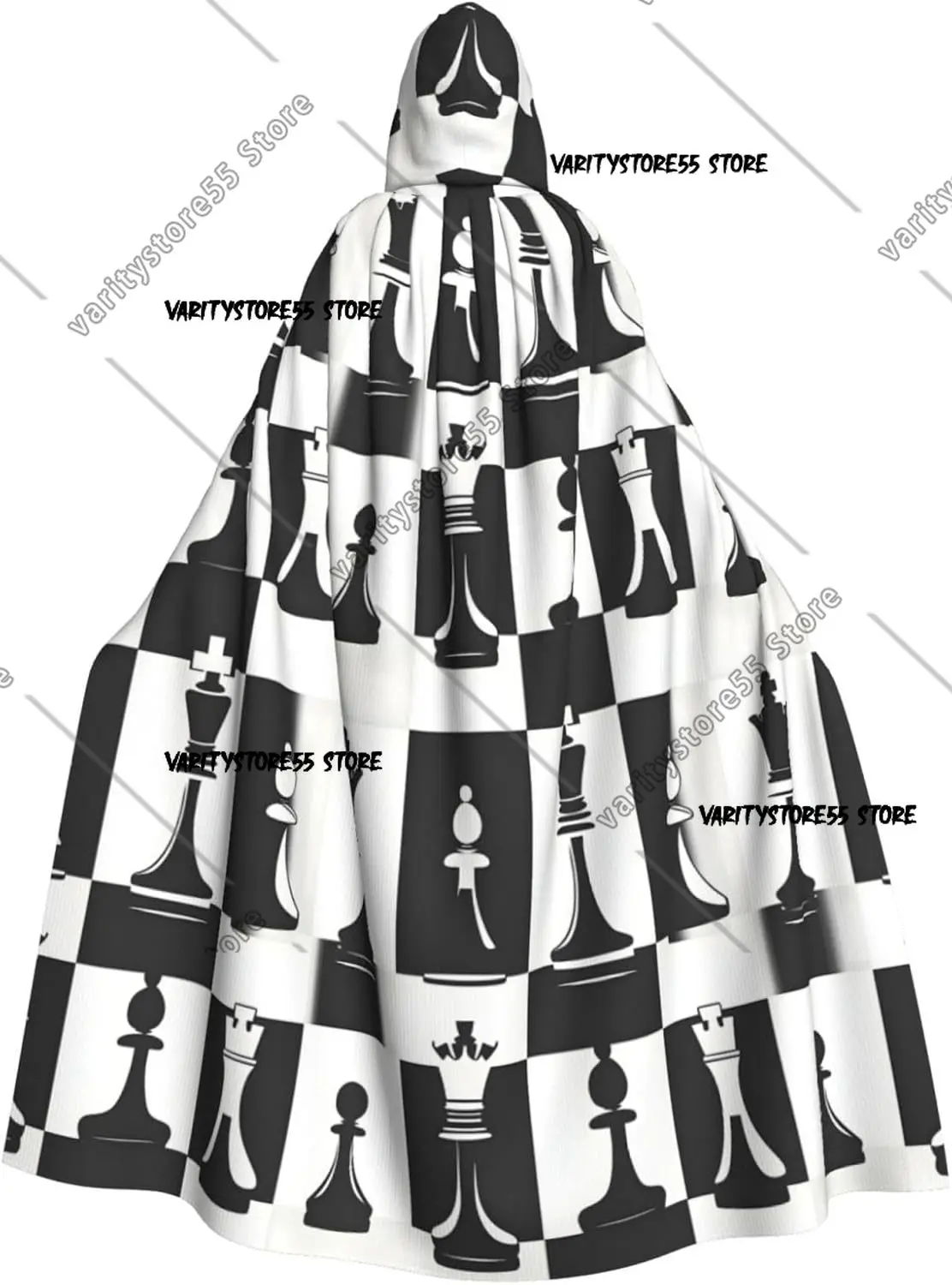 

Плащ волшебника с капюшоном для мужчин и женщин шахматы белый черный принт ведьмы с капюшоном накидка вампира костюмы на Хэллоуин