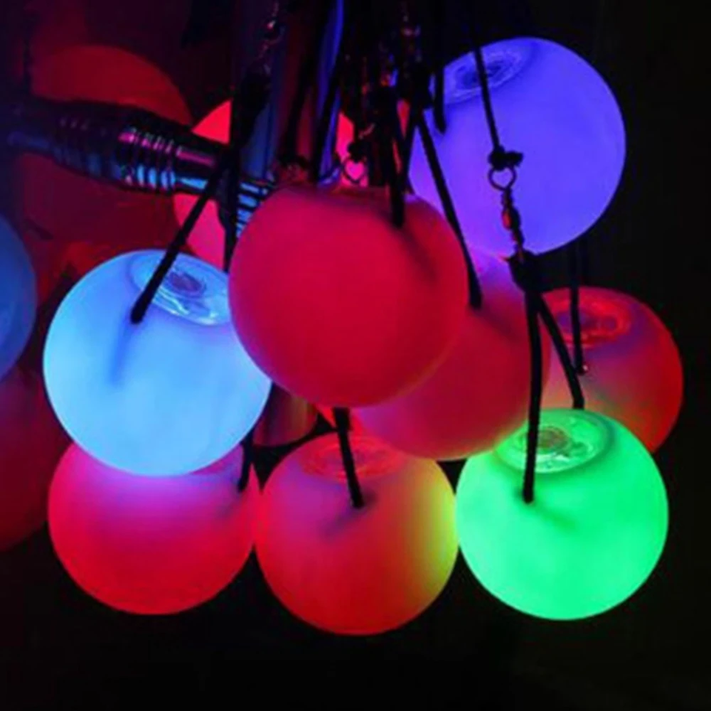 Led colorido poi bola luminosa dança do ventre jogando balanço bola piscando yoga exercício adereços palco desempenho acessórios