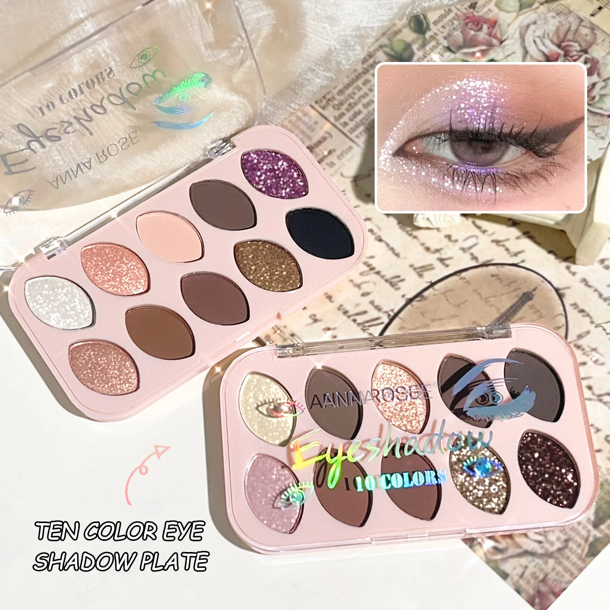 Korean Nude 10-Color Eyeshadow Palette – Matte & Shimmer Shades for Daily Glow