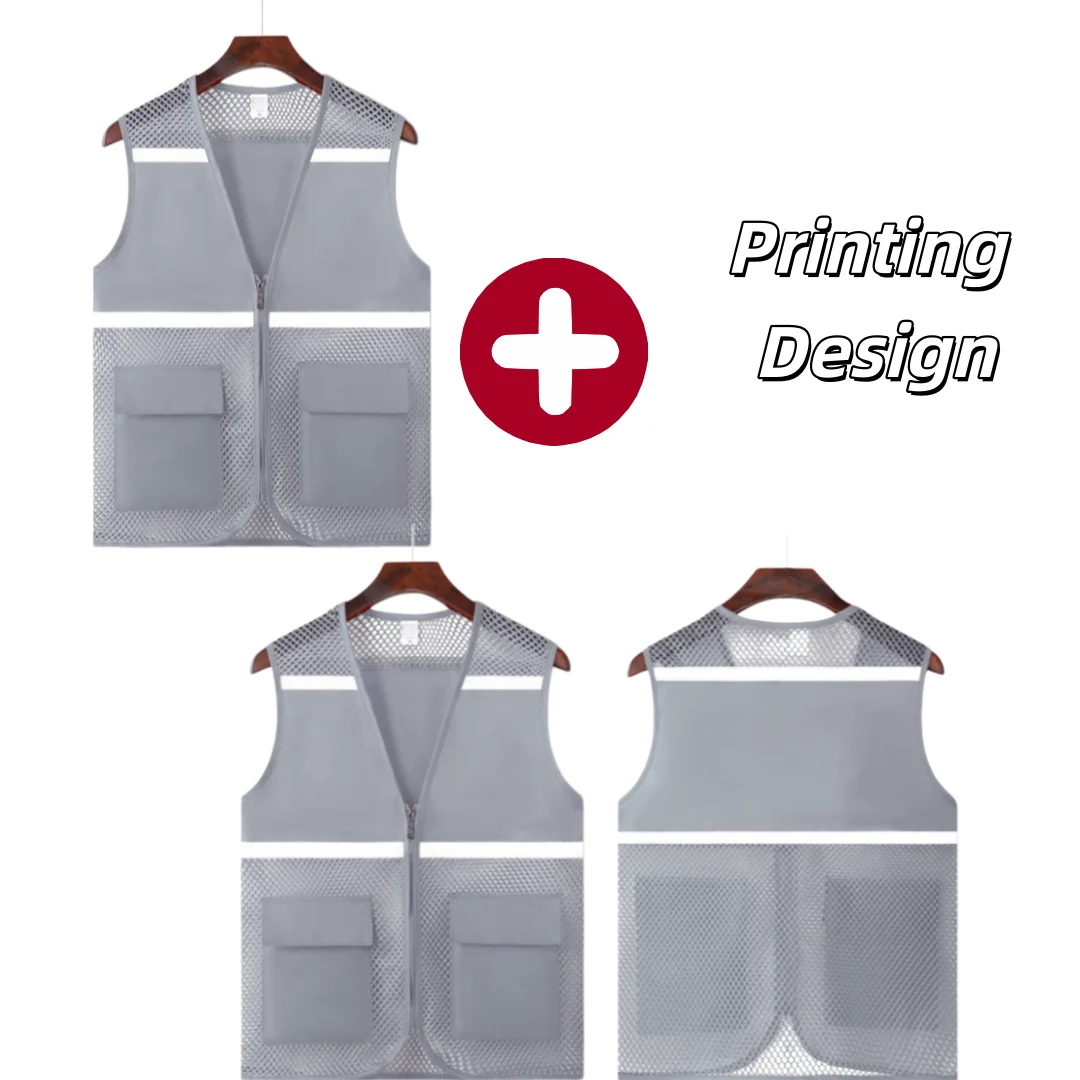2026 Printing Logo Summer Fishiing Style Sleeveless Thin Breathable Vest Event Volunteer Vest Camping & Hiking and Hunting Work
