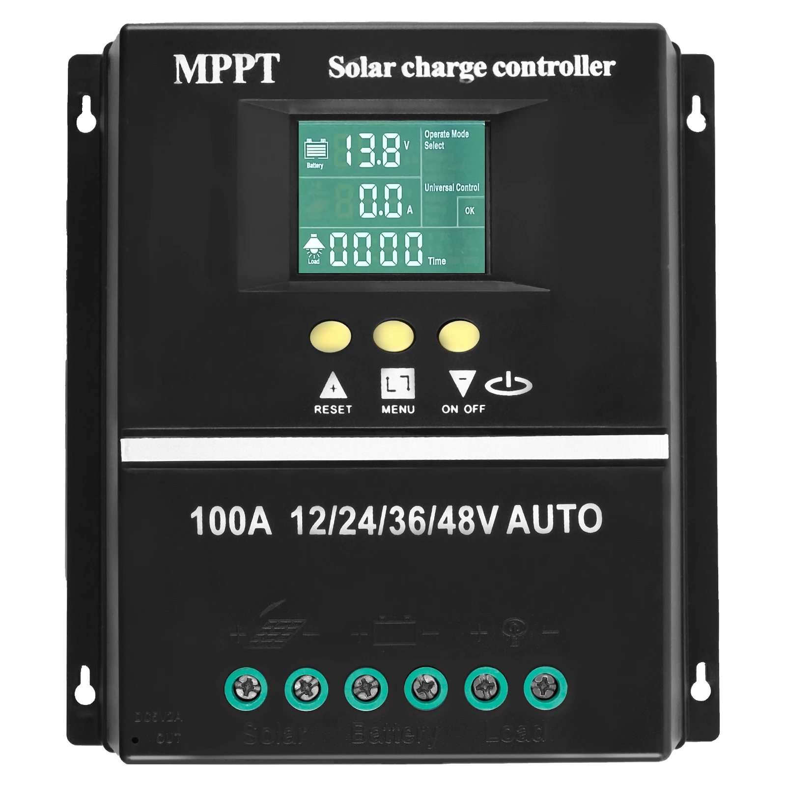 Solar Charge Controller 100A MPPT LCD Display Solar Battery Regulator 12/24/36/48V with Double USB Charging Port 7 Modes