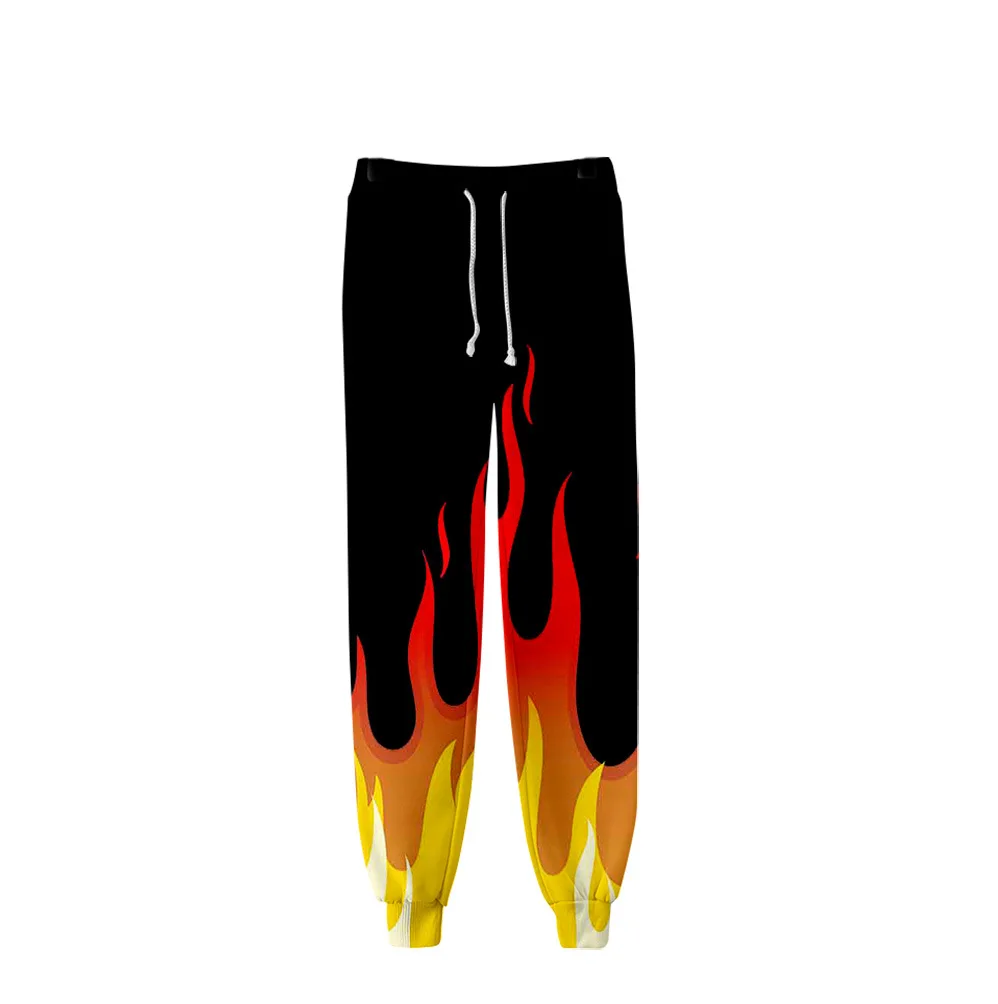 Loose Red and Yellow Flame 3D Print Joggers Pants Women Men Y2k Casual Trousers Harajuku Hip Hop Skateboard Sweatpant