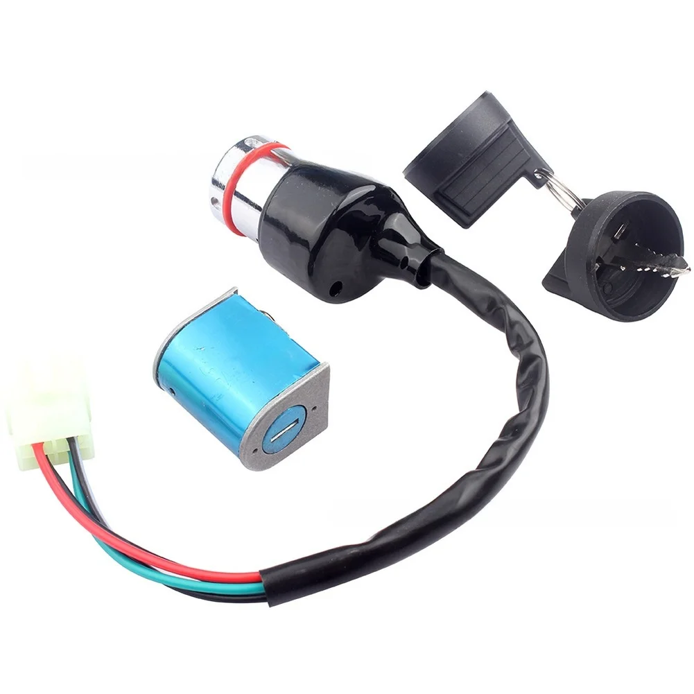 for atv Replacement Part for Black silver for atv Ignition Switch for atv Key Switch Kit Motorcycle Ignition 4-wire System 4-pin