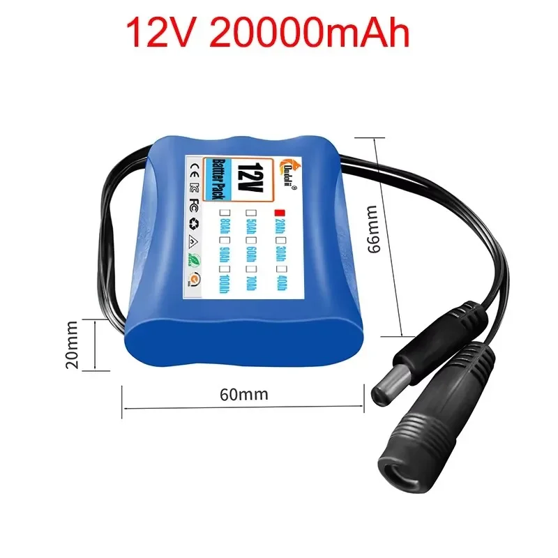 12 V 20000 mAh 18650 Lithium Oplaadbare Batterij 3S1P voor Luidspreker zaklamp CCTV Camera GPS Draagbare zoeklicht apparatuur