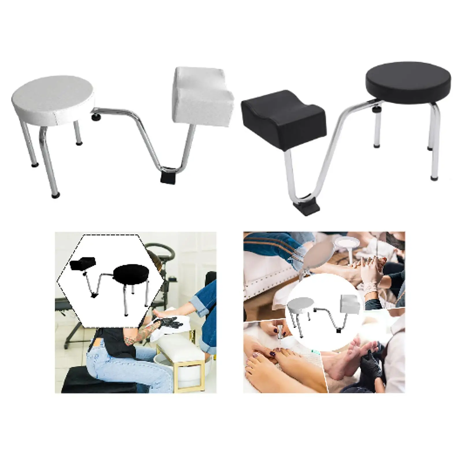 

Pedicure Manicure Stool with Footrest Anti Skid Shop Beauty Salon Adjustable