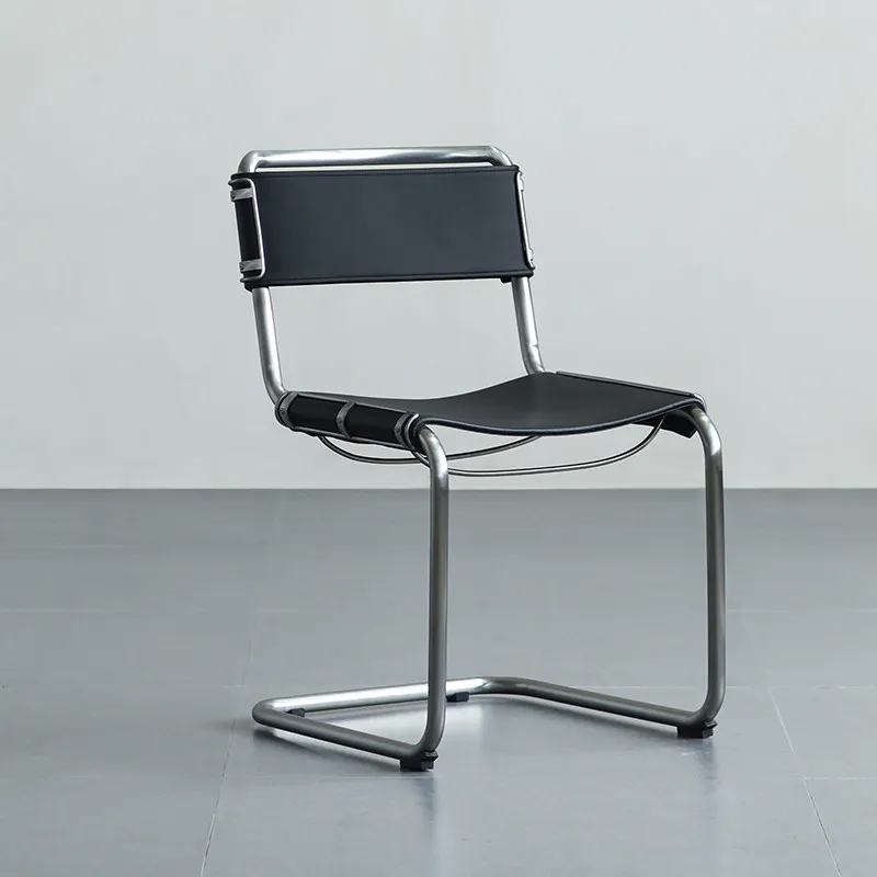 

Nordic stainless steel leather dining chair minimalist restaurant leisure chair home dining table chair original design
