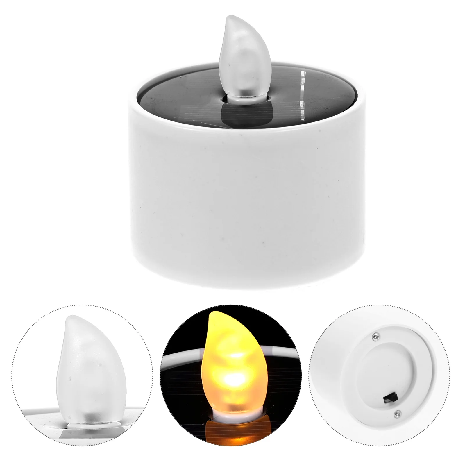 LED Solar Light Waterproof Yellow Flicker Flameless for Home Yard Decor Solar Energy Romantic No Flames White