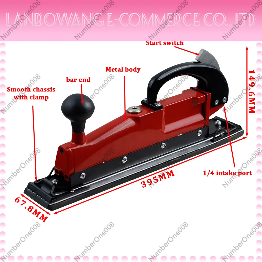 395x67mm Pneumatic Straight Line Air Sander Twin Piston Longboard Polisher for Metal Wood Floor Buffing 3000 RPM
