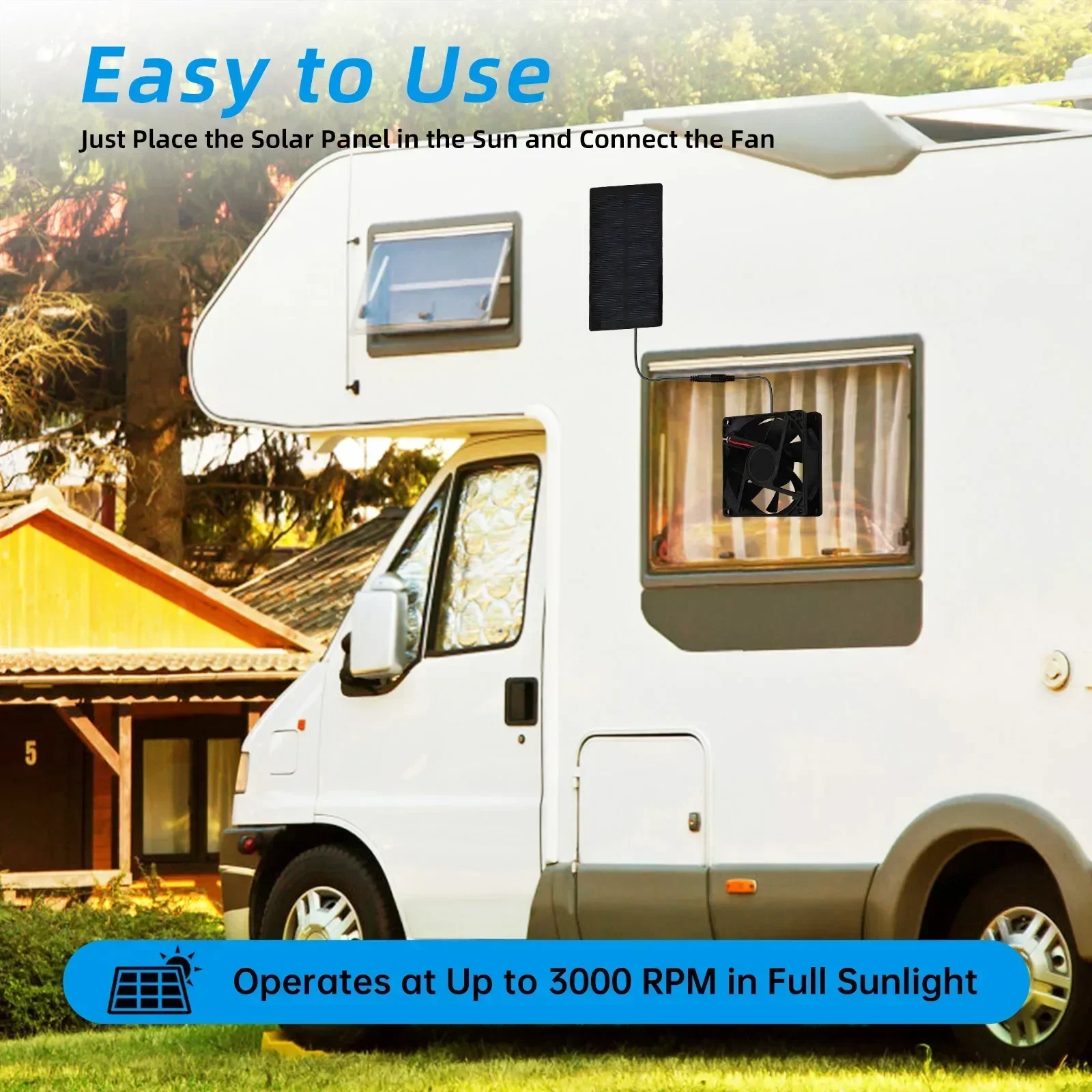 EESBAO Mini Solar Exhaust Fan Chicken Coop / Kennel and Utility Room Automatic Temperature Control Low Noise Green Energy Saving