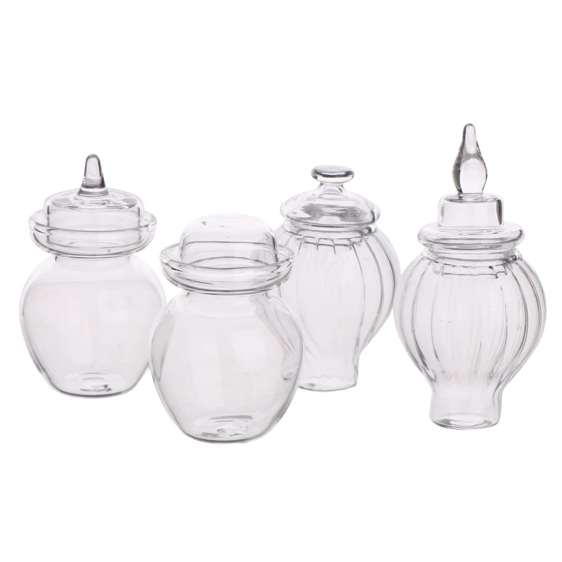 Pot l'inventaire en verre transparent avec couvercle, bouteille de rangement pour grains de café, décoration de cuisine modèle jouet, maison de courses 1:12, 514 le