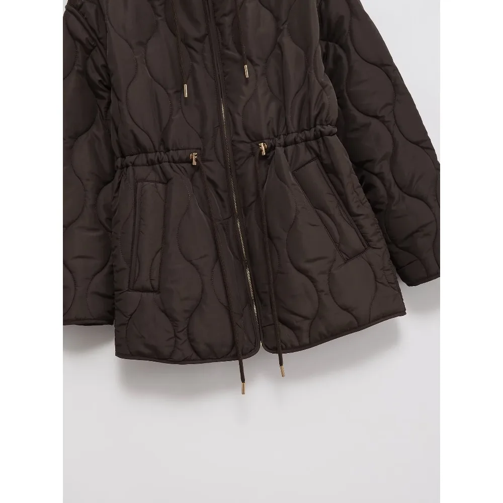 سترة مبطنة بغطاء للرأس للنساء معطف شتوي مبطن بسحاب سترة طويلة ملابس خارجية جديدة في ملابس خارجية دافئة