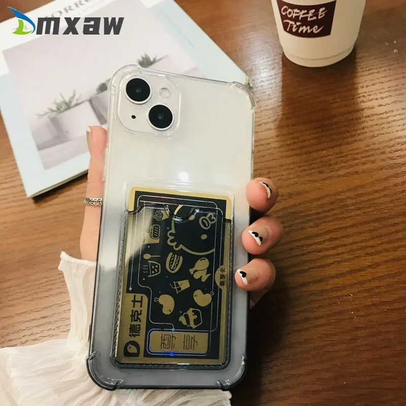 

Transparent Gradient Card Slot Bag colors Case for OPPO A16E A16K A16 Realme 10 Pro + C31 C35 C21 C21Y C15 7i C11 5 5i 5S Cover