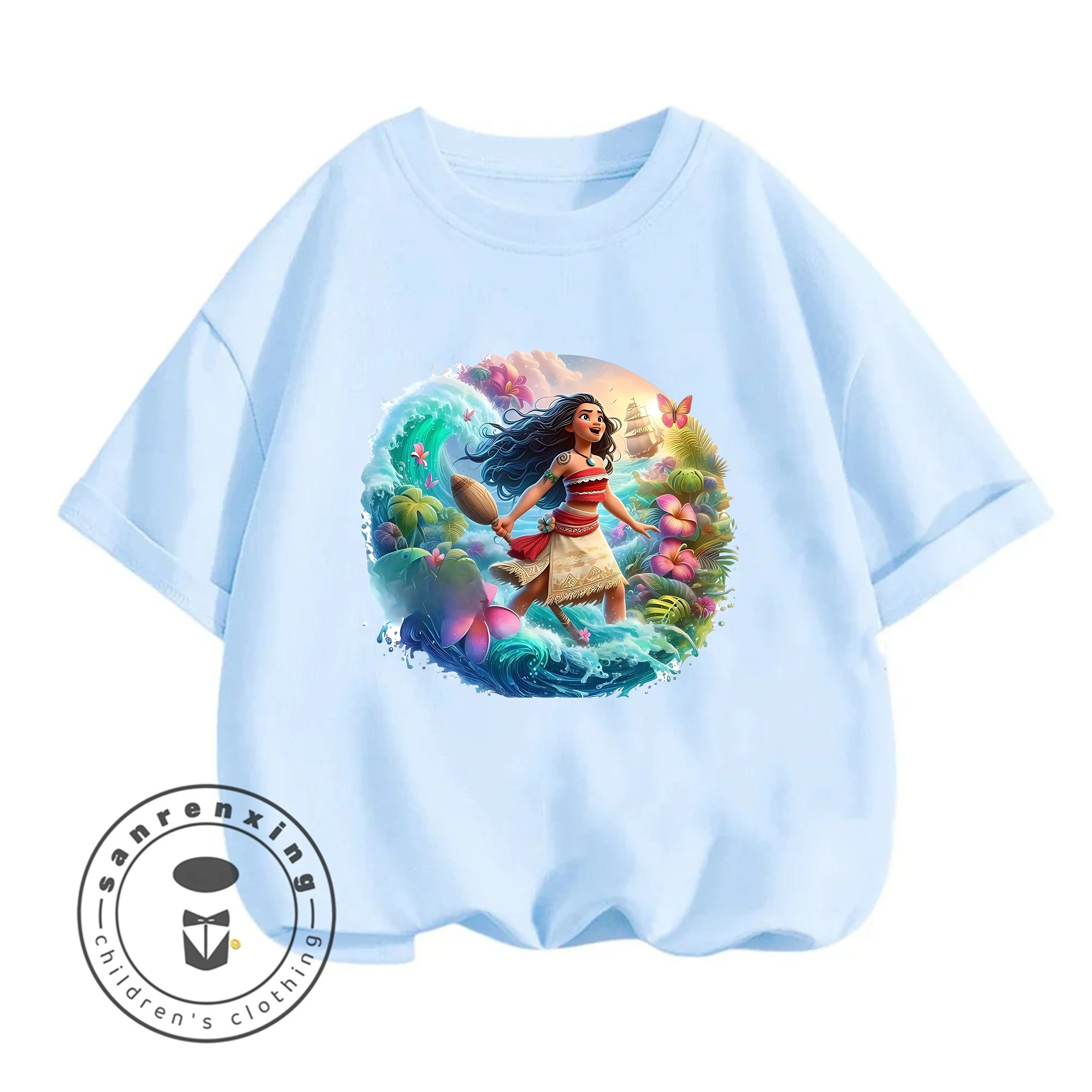 

Street Hot Cartoon Crew Neck Tshirt Boys Girls 3-14Y Moana Summer Cute Kawaii Outdoor Casual Cool Trendy Lovely