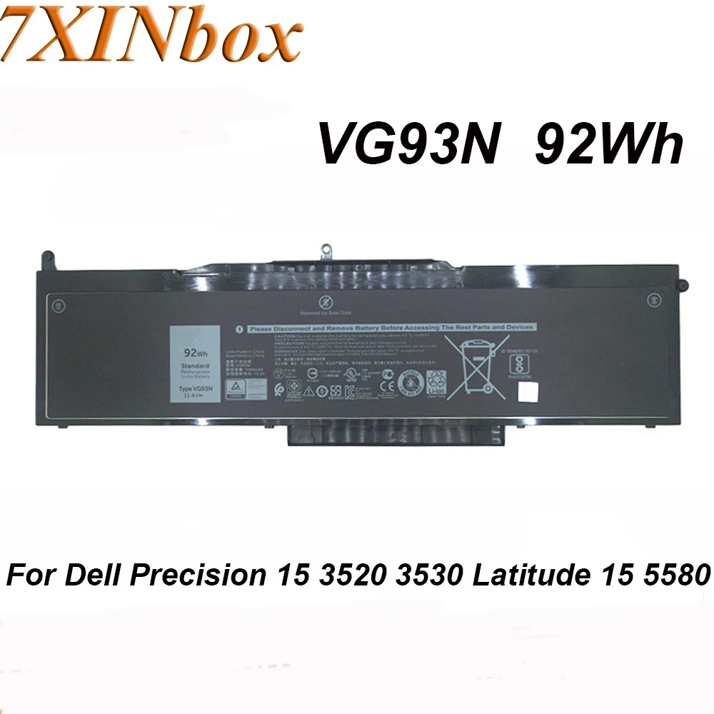 

7XINbox VG93N WFWKK 11.4V 92Wh Laptop Battery For DELL Latitude 15 5580 5590 E5580 E5590 E5591 Precision 15 3520 3530 Series