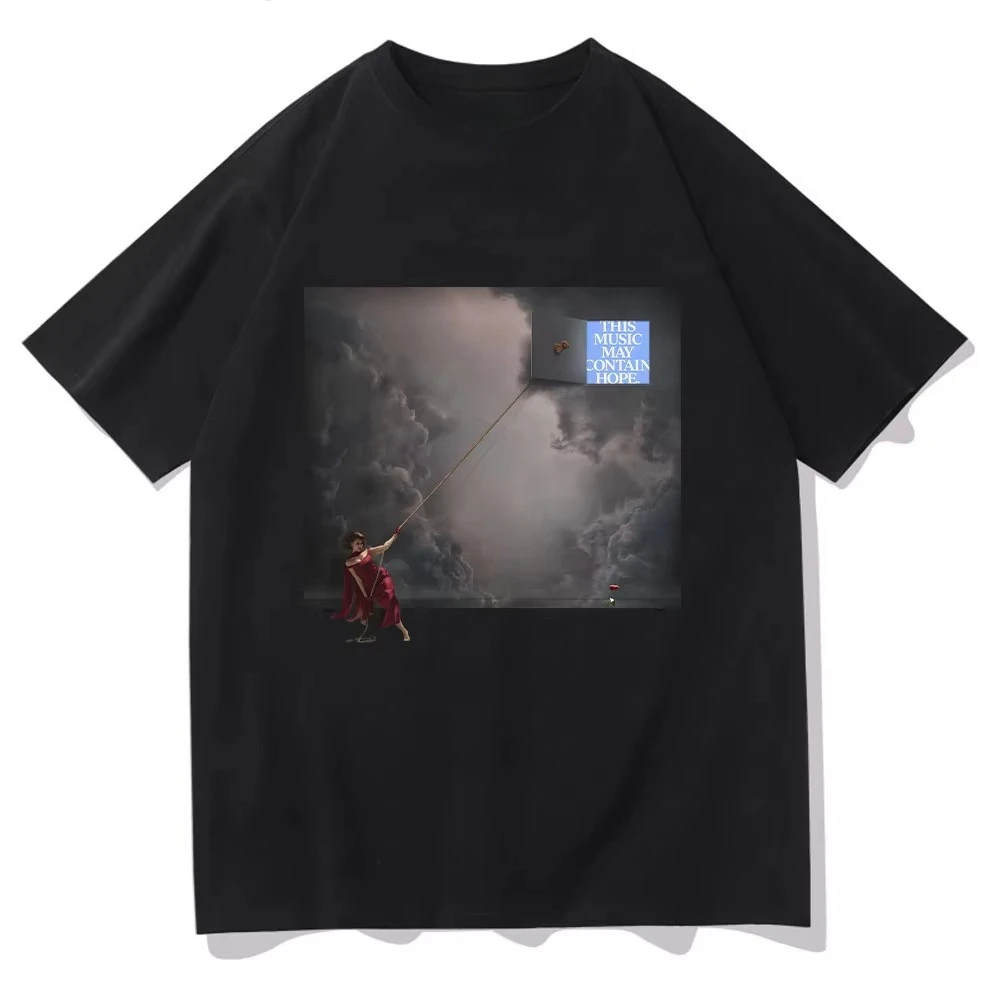 T-shirt RAYE avec impression de la couverture du deuxième album « This Music May Contain Hope », vêtements pour hommes, mode homme femme, haut en coton à manches courtes