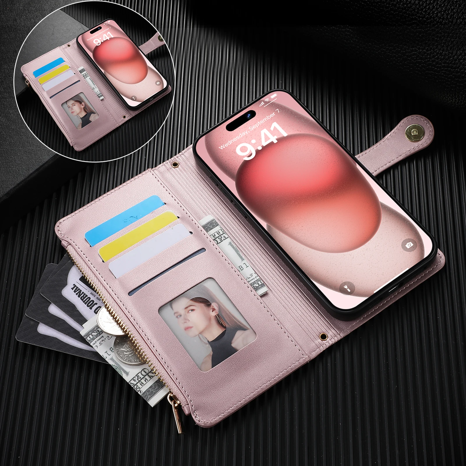 Crossbody Zipper Cards Solt Wallet Leather Case For iPhone 16 Pro Max 15 Plus 14 13 12 11 SE2022 Bag Purse Flip Book Strap Cover