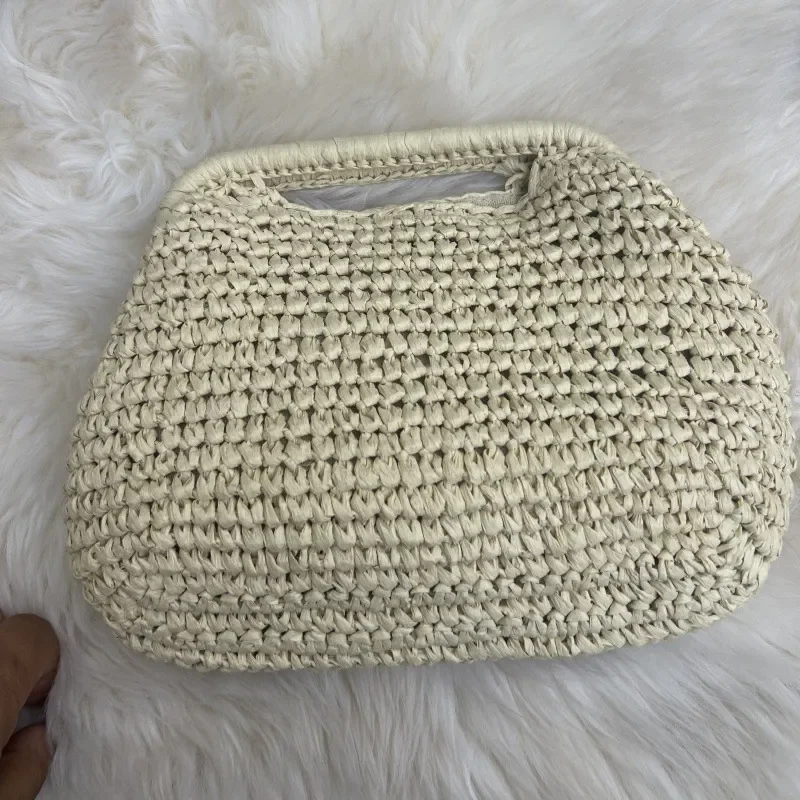 for Niche Versatile Handbag Clip Bag Long Chain Messenger Women's Bag Hand Bag Straw Paper Crocheted Bag - view 3