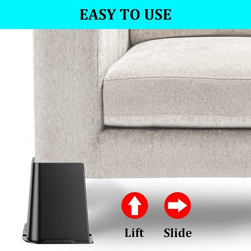 6Inch Height Trapezoidal L Shape Half Top Spikes Bottom Rubber Strip Bed Riser 4 Piece Furniture Riser-A51M