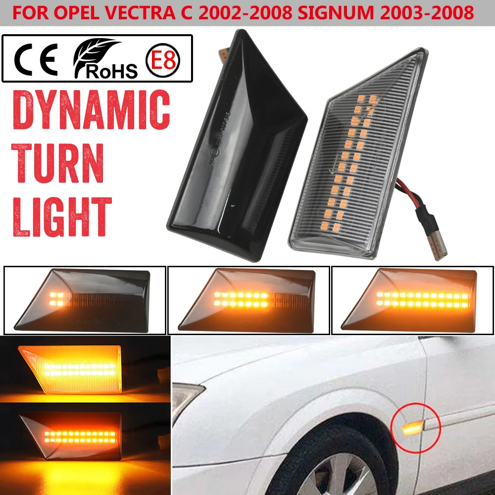 For Opel Vectra C Signum 2003-2008 Flashing LED Turn Signal Side Marker Light Dynamic Blinker 93192381 93192382