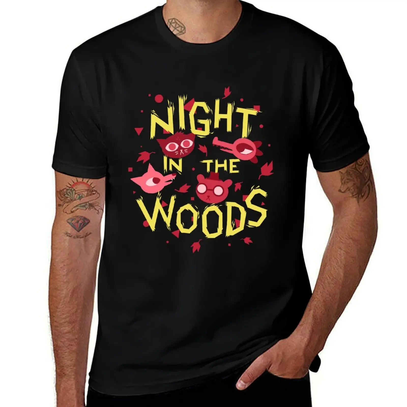 

Night in the Woods - all characters night version T-Shirt man t shirt cotton high quality anime t shirts for man T-Shirt
