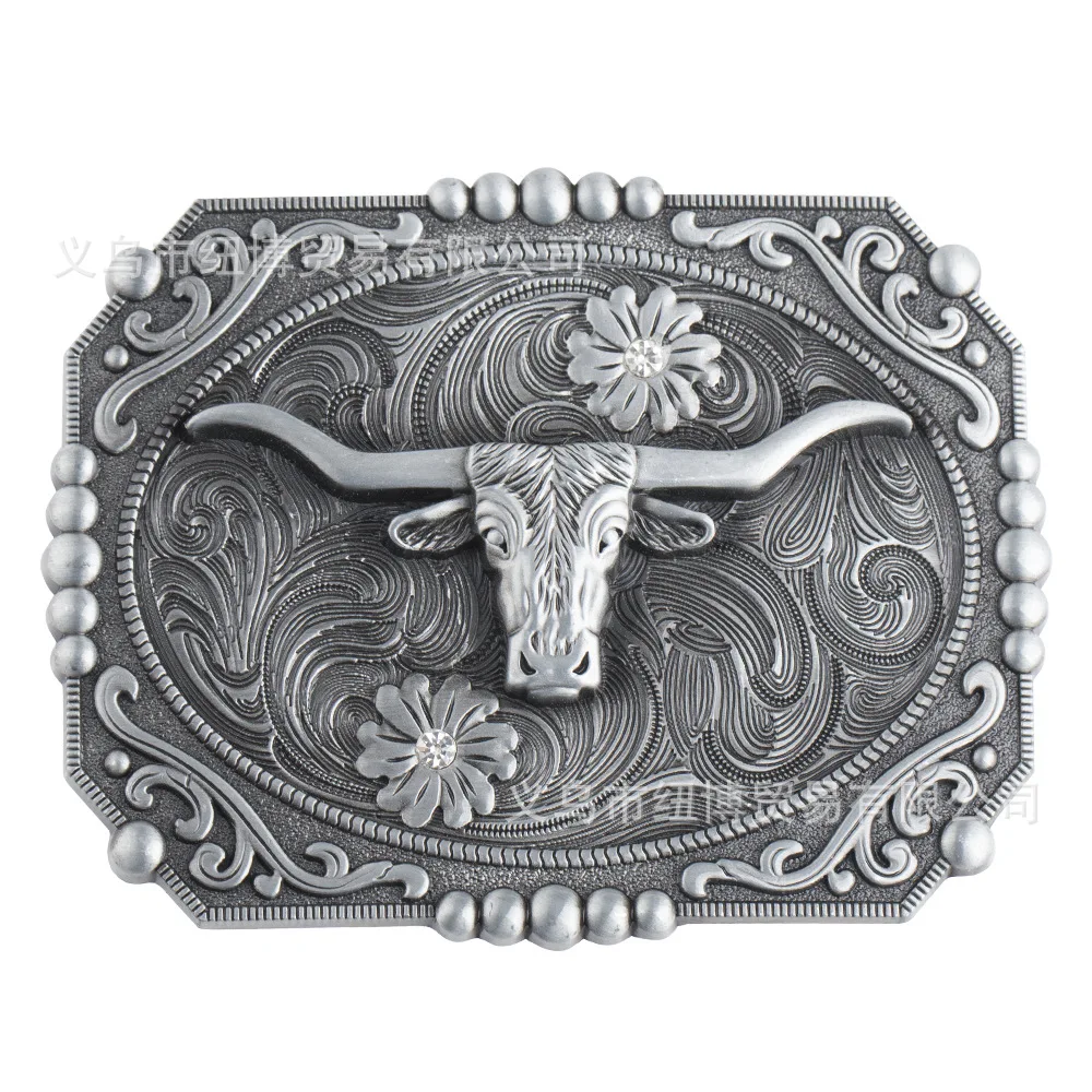 Western Cowhead Pattern Belt Buckle Cowboy Waistband