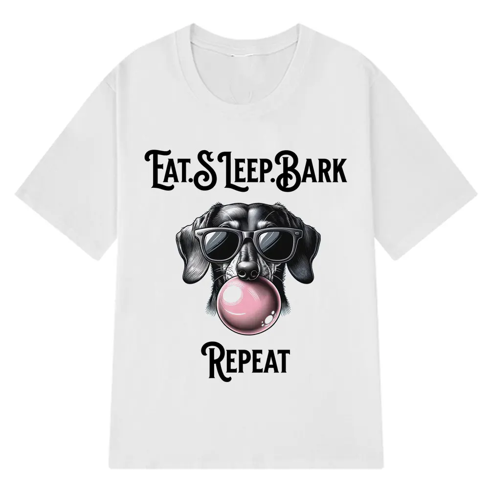 

Funny Eat Sleep Bark Repeat Cute Animal Graphics T-shirt Woman Harajuku Fashion T-shirts Summer Loose Casual T Shirts