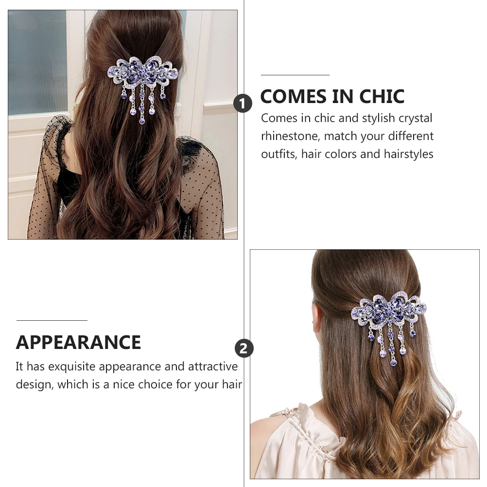 

Rhinestone Hair Clip for Girls Elegant Thick Thin Straight Curly Long Hair Nonslip Bridal Bridesmaid Styling Barrette French