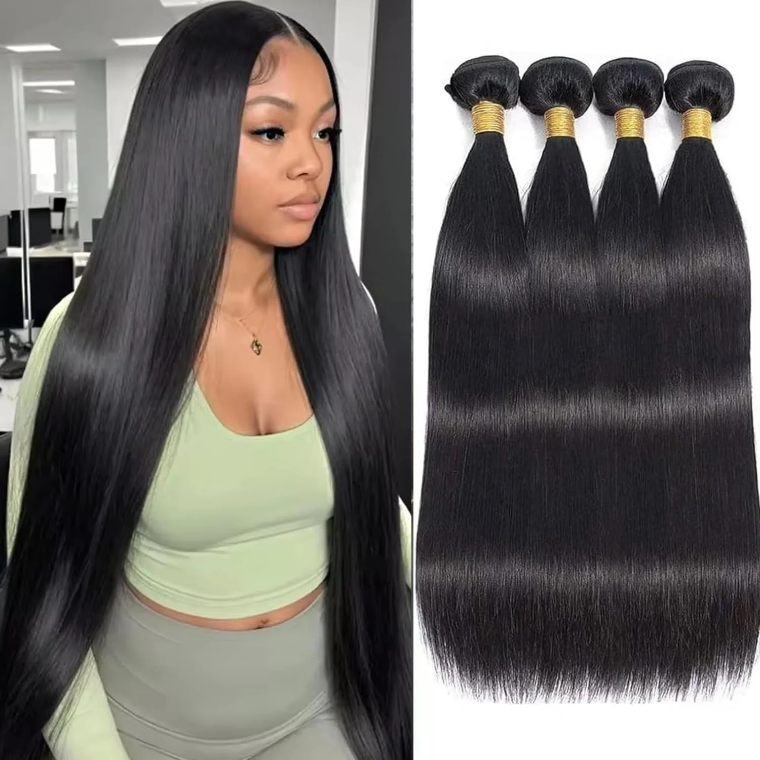 40 Inch Bone Straight Human Hair Weave Bundles 12A Brazilian Natural Color 1 3 4 Pcs Real Raw Human Hair Bundles Extensions