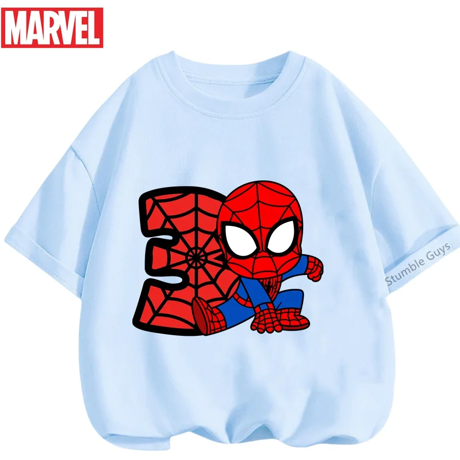 

Детская футболка с изображением Человека-паука, одежда с изображением Человека-паука для мальчиков и девочек, летние повседневные футболки с изображением супергероя Marvel для детей от 3 до 14 лет