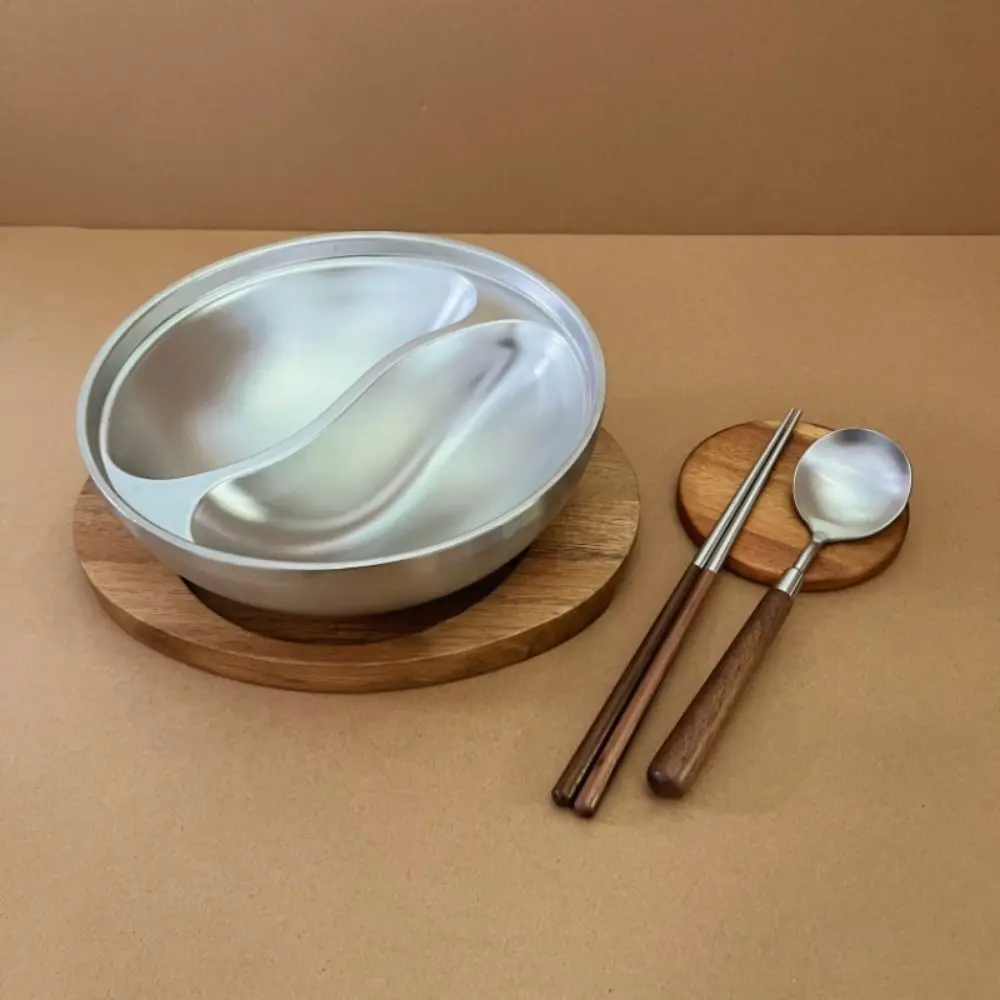 

Double-layer Stainless Steel Bowl with Spoon Anti-scalding Fruit Salad Bowl Multi-functional Flat Bottom Insulated Soup Bowls