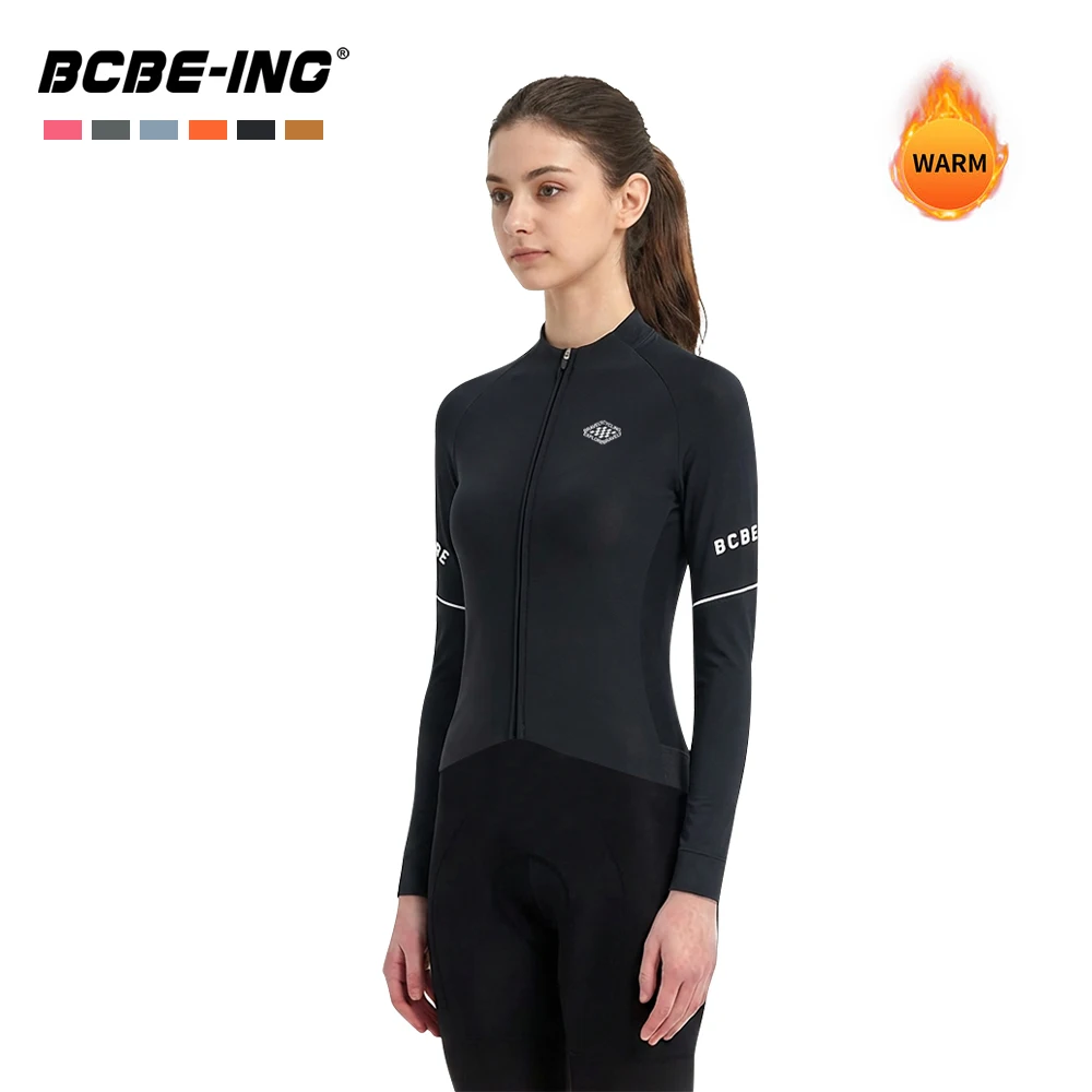 

BCBE-ING Winter Women's Cycling Jersey Long Sleeve Thermal Fleece Slim Fit Bicycle Clothing Keep Warm Cycling Jersey Small Size