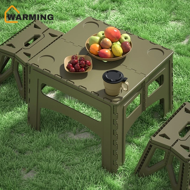 

Warming Outdoor Folding Table Portable Camping Plastic Table Set Small Stall Table Simple Table Picnic Equipment Supplies