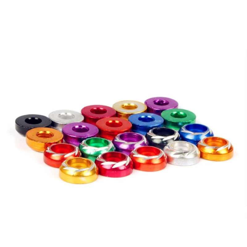 20pcs M6 Aluminum Alloy engraved washer nut License plated gasket washers for DIY Model/car/Bike license plate washers