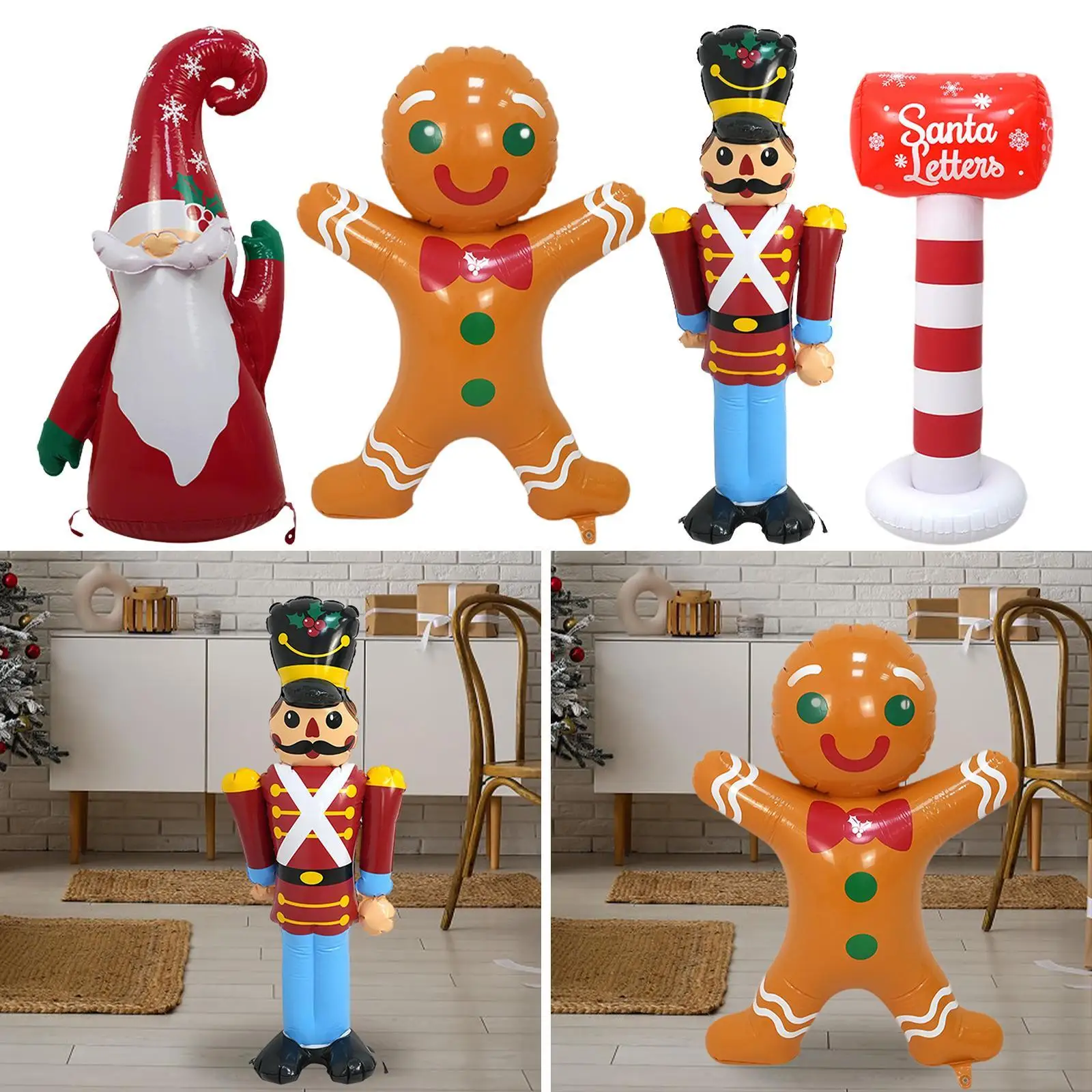 Christmas Inflatables Sculpture Creative Photo Props Blow up Snowman Builtin Light Yard Xmas Decor for Birthday Outdoor Party