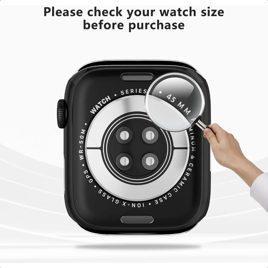 5 عبوات لساعة Apple Series 9 8 7 مع واقي شاشة 45 ملم من البولي كربونات الصلب وغطاء حماية رفيع للغاية مع درجة حرارة مدمجة
