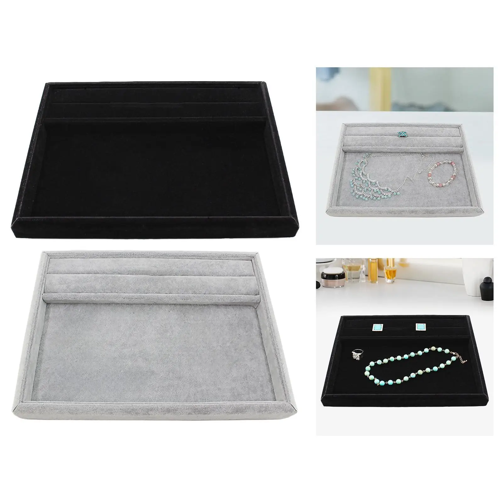 

Velvet Jewelry Display Tray Sturdy Elegant Multipurpose Jewelry Organizer for Pendant Trinket Earring Necklace Countertop