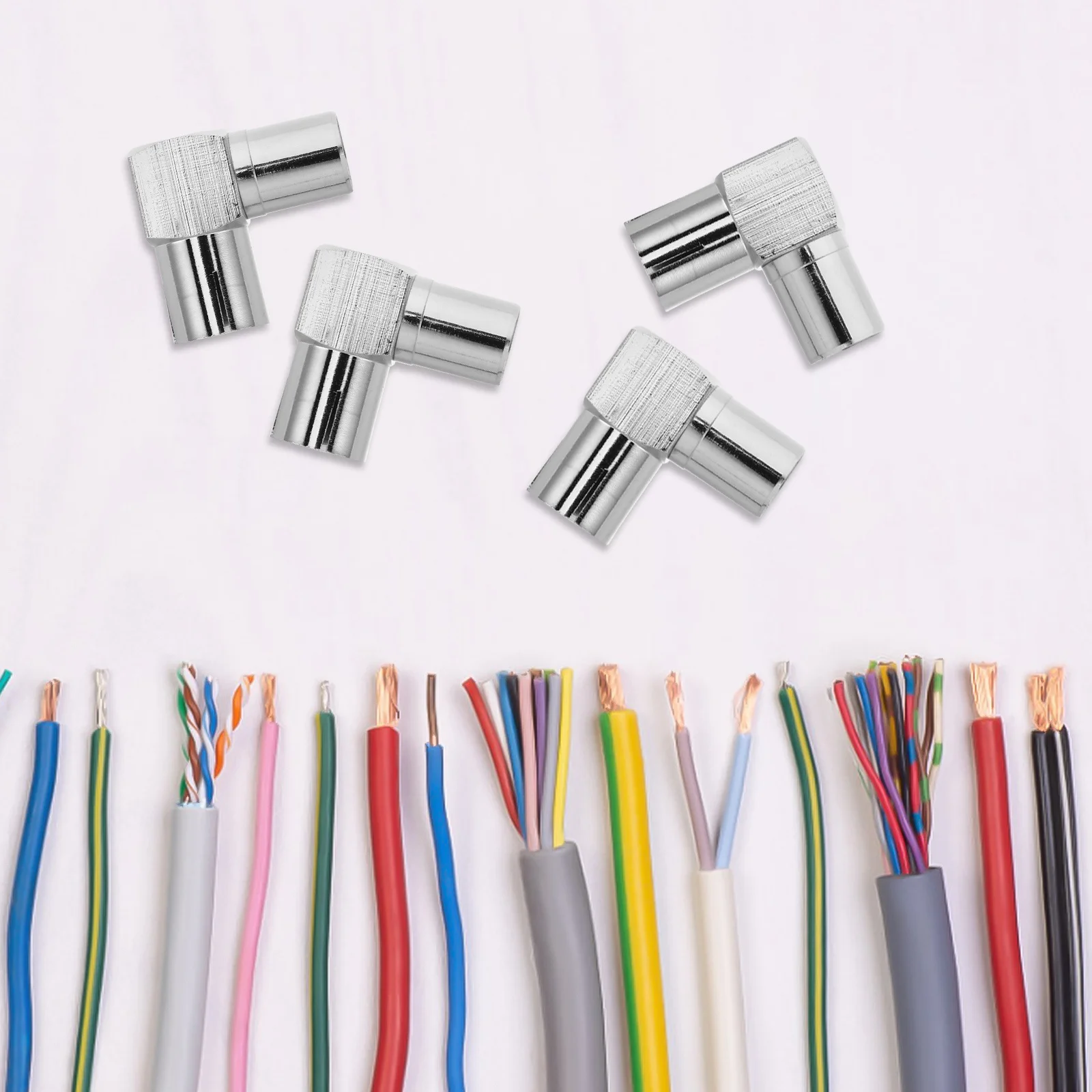 

4Pcs Heavy Duty Right Angle F Connector Adapter Metal Male to Female for Antenna Satellite Signal Stability