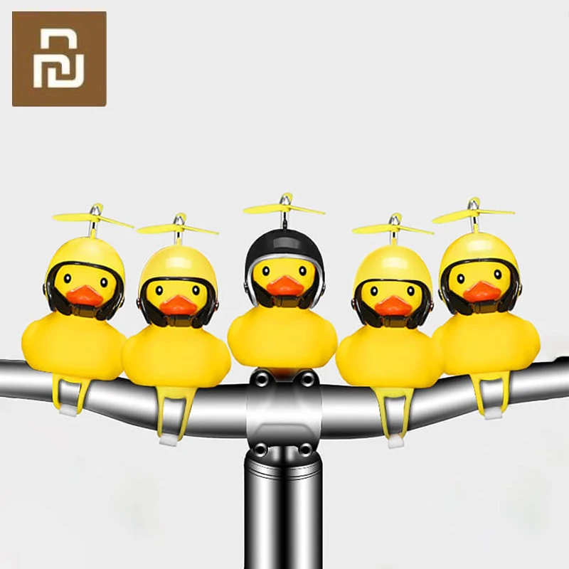 Bicycle Duck Spinning Propeller Helmet Broken Wind Yellow Duck Warning Light Whistle MTB Road Bike Motor Bicycle Deco