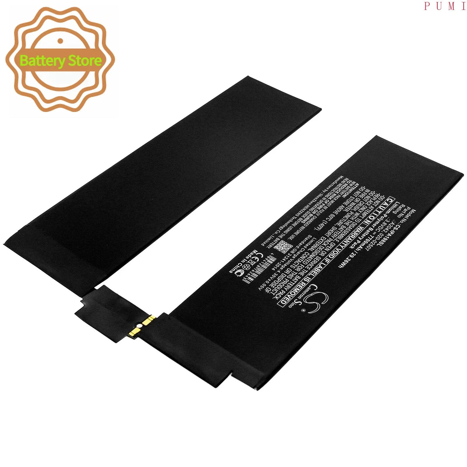 CS Replacement Battery for Apple iPad Pro 11,iPad Pro 11 2018 3rd Gen,A1980,A2013,A1934,A1979,iPad 8.3 PN:A 7700mAh / 29.26Wh