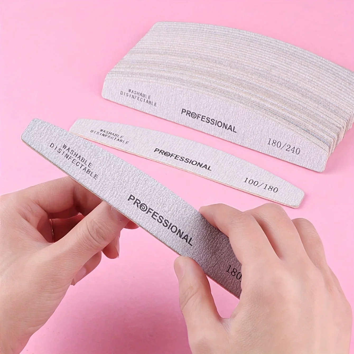 

10-Piece Set of Half-Moon-Shaped Gray Nail Files, Thin Double-Sided Polishing Strips, Thin Wooden Files, Gray-White Double-Sided Nail Files, Essential Products for Nail Salons, Home Nail Care Essentials