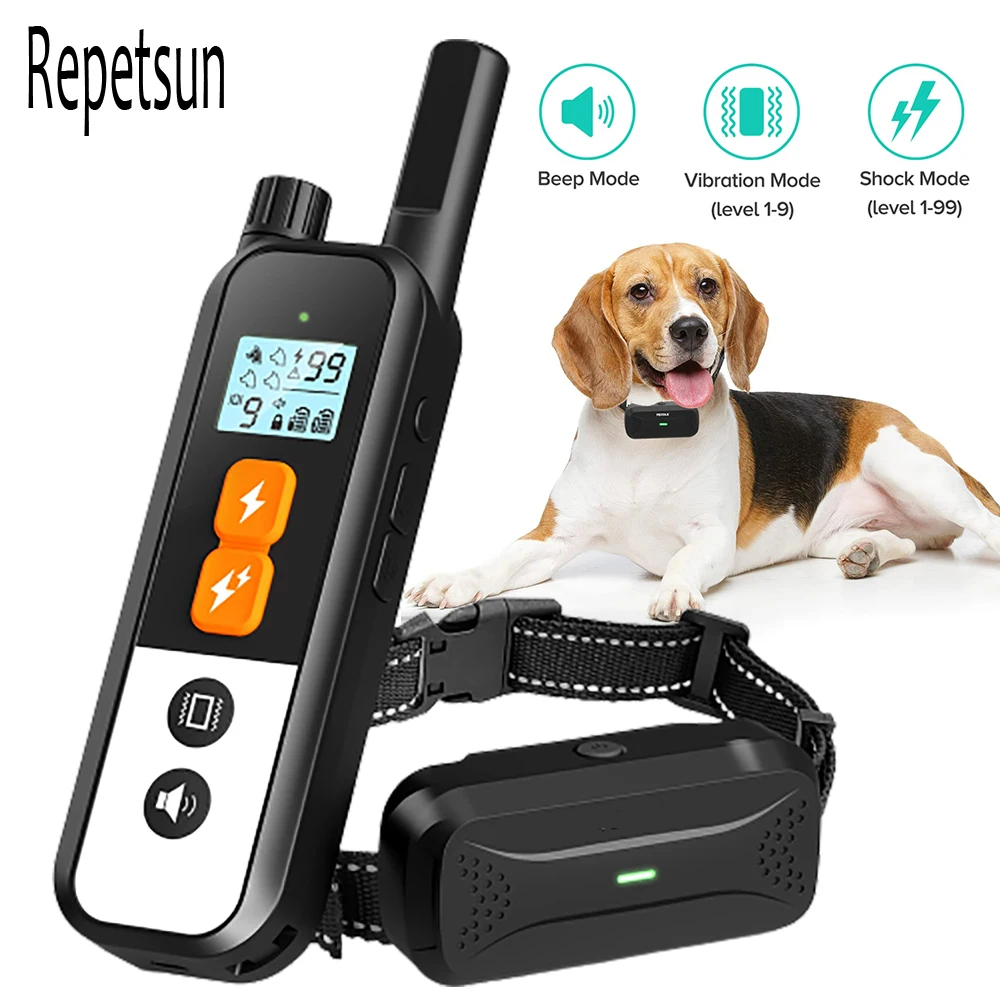 Dog Training Collar With Remote Control Rechargeable Transmitter Vibrating Beep With Safety Lock Waterproof Collar For All Dogs