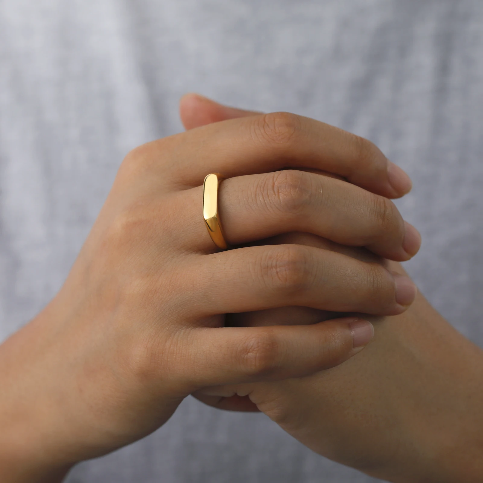 Signet Ring Men - 5mm 폭의 미니멀리스트 인장 반지, 스테인리스