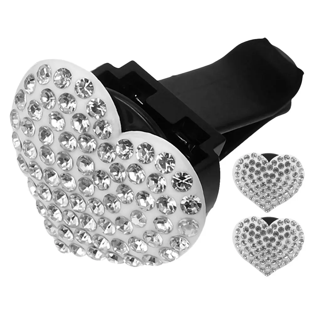 

3pcs Car Air Outlet Accessories Heart-Shaped Rhinestone Vent Clip Black Car Freshener Crystal Diffuser Clip For Women Bling