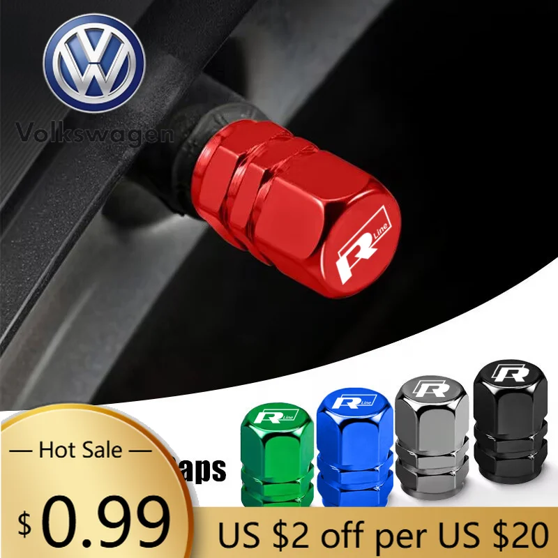

Новые колпачки для ниппелей из алюминиевого сплава (4 шт.) для Volkswagen Golf R, R-Line, Tiguan, Touareg (2026 год)